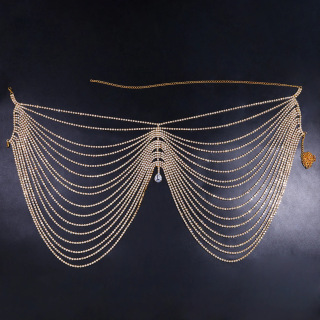 Kelab Malam Seksi Berlian Buatan Super Berkilat Titisan Air Loket Skirt Tarian Rumbai Pinggang Barang Kemas Rantai Badan untuk Wanita