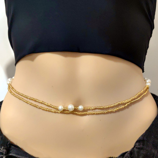 Vânzare fierbinte în stil boem african din sticlă elastică, lant de burtă din talie