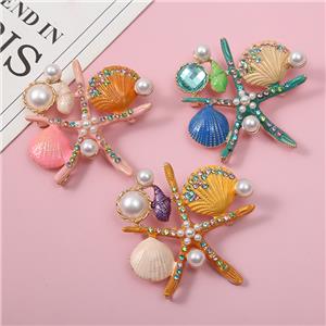 Módní diamantová brož s kapkovým olejem ze slitiny Sladká hvězdice Shell v oceánském stylu brož velkoobchod