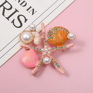 Módní diamantová brož s kapkovým olejem ze slitiny Sladká hvězdice Shell v oceánském stylu brož velkoobchod