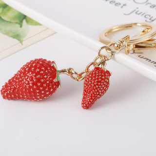 Модный аксессуар, золотой сплав, краска, клубничная форма, брелок для ключей, подарочный брелок, сумка, подвеска, рекламные подарки