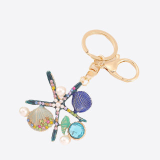 Милые стразы, морские животные, морская звезда, брелки с гребешком, жемчугом, морская звезда, брелок для женщин, подарок