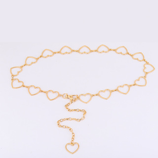 Hot selling ladies gold hearts metal decorative dress waist chain belt fashion accessories Fashion Jewellery