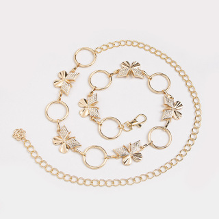 Cintura in metallo con ritaglio a farfalla, moda, catena per il corpo, cintura a catena, vita da donna