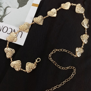 Винтидж античен издълбан метален пояс във формата на сърце Дамска пола Декорация Аксесоари Колан с верига