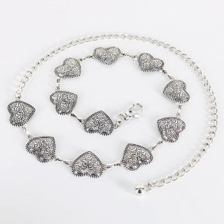 Винтидж античен издълбан метален пояс във формата на сърце Дамска пола Декорация Аксесоари Колан с верига