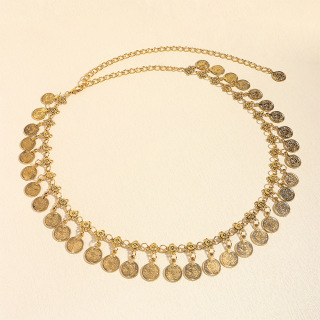 Европа и Съединените щати реколта кръгла част ресни монета верига на талията, модна декорация рокля колан