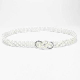 Women's Vintage White Pearl Belt Fashion Versatile And Elegant Waistband Elastic Chain With Elastic Band Beads