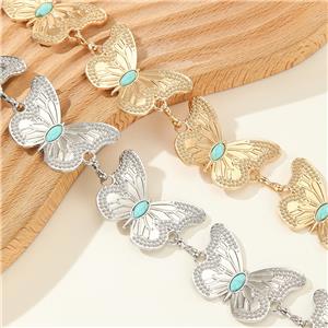 Cintura da donna a catena turchese Cinture da donna Cintura regolabile a catena in metallo con farfalla per jeans o vestiti