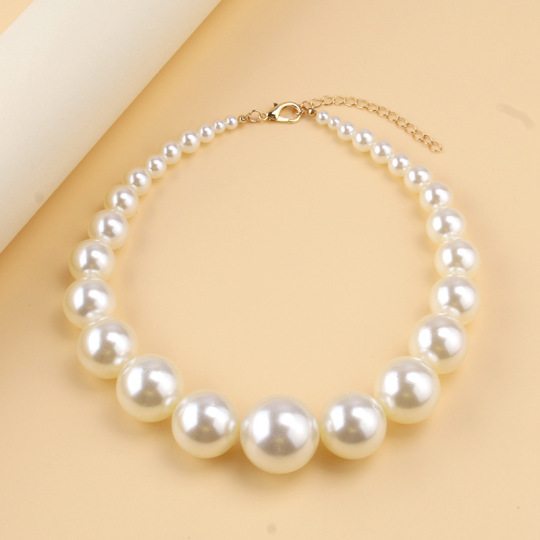 مد زنانه سفید تقلیدی مهره های گرد مروارید آویز خوشه طلسم گردنبند جواهرات هدیه