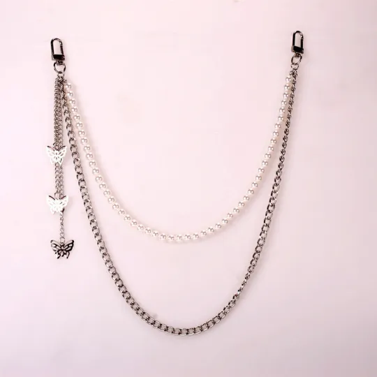 Fasjonabel Punk Populær Geometri Sommerfuglanheng Metall Perlekjedebukser Kjede Twist Chain