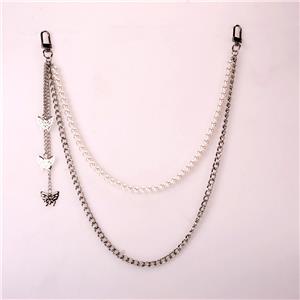 Модная панк-популярная геометрическая подвеска-бабочка, металлическая жемчужная цепочка, цепочка для брюк, твист-цепочка