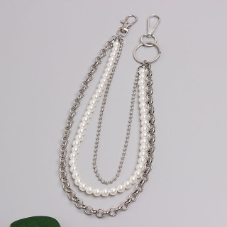 Модная панк-популярная геометрическая подвеска-бабочка, металлическая жемчужная цепочка, цепочка для брюк, твист-цепочка