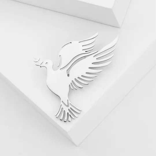Gren gave jakkeslagsnål Dove tilpassede jakkeslagsnåler Oliven Peace Love Metall Engros Hvitt gull suvenirgave rustfritt stål polert