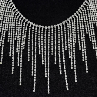 Crystal Tassel body Chain AB Rhinestone Cup Waist Chain Rhinestone fringe Trimming For Garment Accessories