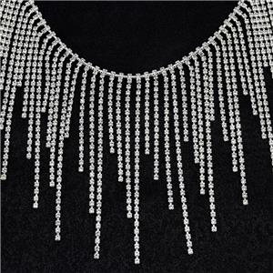 Кристален пискюл Верига за тяло AB Чаша от кристали Верига за кръста Ресни от кристали Подрязване за аксесоари за дрехи