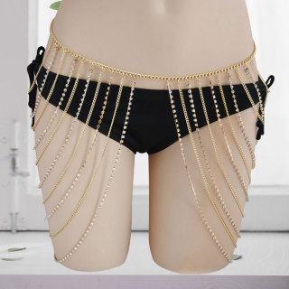 Bikini Chain Fashion Shiny Crystal Metal Diamond Acrylic Alloy Custom Rhinestone Body Chain Jewelry