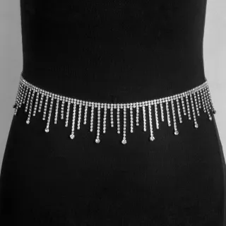Luxe brillant plein diamant taille chaîne tempérament mode robe embelli ceinture taille chaîne accessoires frange taille chaîne
