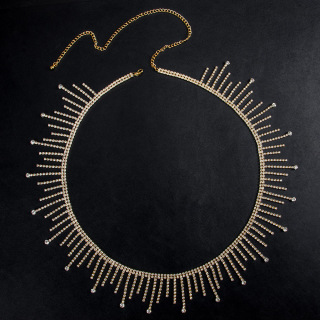 Луксозна лъскава пълна диамантена верига за талията с темпераментна модна рокля, украсен колан с верига за талията аксесоари Верига за талията с ресни