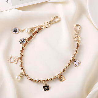 Кожаная ручная сумка с жемчугом и цепочкой на запястье, подвесное украшение, ремешок для телефона, аксессуары