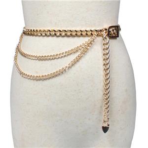 Ladies Fashion Accessories Luxury Designer High Quality Gold Silver Metal Thick Chain Waist Belts for Women