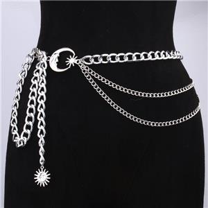 Луна Хип Верига Колан за жени Метална верига за кръста Винтидж Многопластова масивна верига за тяло Корем за рокля