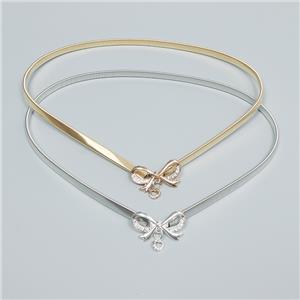 Золотые, серебряные ремни-цепочки с пряжкой и бантом, женские эластичные металлические ремни для женских платьев, пояс