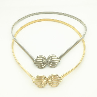 نمط جديد للسيدات معدن الربيع الحديد الخصر سلسلة معدنية مزدوجة حلقة مشبك سلسلة مرنة حزام رفيع