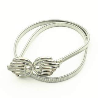 Новый стиль, женская металлическая пружинная железная поясная цепочка, металлическая двойная кольцевая пряжка, эластичная цепочка, тонкий ремень