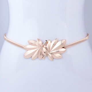 حزام نسائي أنيق مصنوع من أوراق معدنية وأحزمة مطاطية قابلة للتمدد وحزام الخصر وحزام سلسلة معدنية