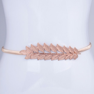 حزام نسائي أنيق مصنوع من أوراق معدنية وأحزمة مطاطية قابلة للتمدد وحزام الخصر وحزام سلسلة معدنية