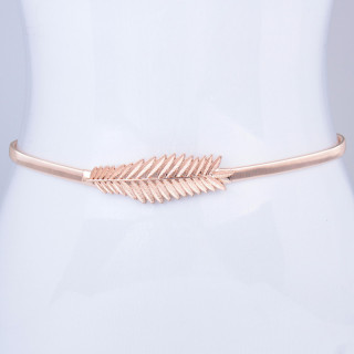 حزام نسائي أنيق مصنوع من أوراق معدنية وأحزمة مطاطية قابلة للتمدد وحزام الخصر وحزام سلسلة معدنية