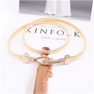 حزام نسائي مطاطي بخصر معدني وسلسلة معدنية قابلة للتمدد وحزام خصر ذهبي نحيف للنساء