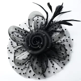 Topi Perkahwinan Fascinators Untuk Wanita, Pemikat Rambut Bulu Bunga Anggun