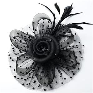 Fascinators Сватбени шапки за жени, Елегантен омайник за коса с пера на цветя