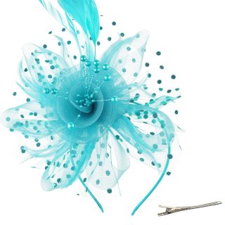 Fascinators Сватбени шапки за жени, Елегантен омайник за коса с пера на цветя