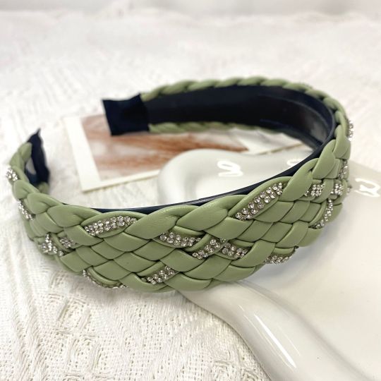 عصابة رأس جديدة من الجلد المجدول من ماهوا بمروحة ريترو للبيع بالجملة من جلد البولي يوريثان عصابة رأس للنساء والفتيات