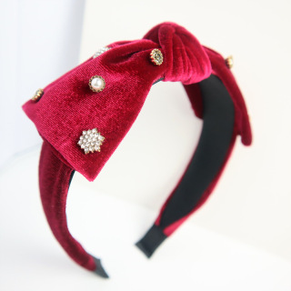 Bandeau à gros nœud à la mode populaire, bandeau rétro en maille de couleur Pure, mode printemps et été