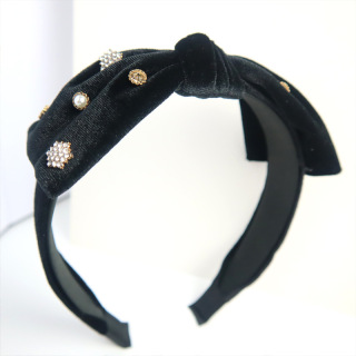 Популярная модная повязка на голову с большим бантом, весенне-летняя модная сетчатая повязка в стиле ретро, ​​однотонная повязка на голову