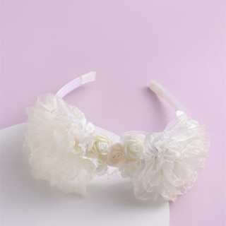 Популярная модная повязка на голову с большим бантом, весенне-летняя модная сетчатая повязка в стиле ретро, ​​однотонная повязка на голову