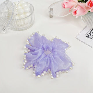 Новое поступление 2024, модные женские аксессуары, резинки для волос, изящные высококачественные резинки для волос из органзы с жемчугом для девочек