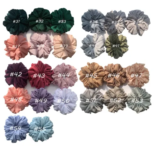 64 farver Big Size Chiffon Scrunchies Fabrik Engros Malaysia Muslim Scrunchies Til Kvinder