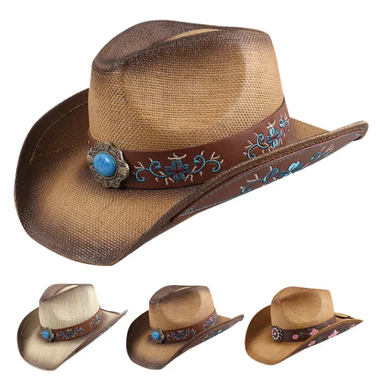 mænd og kvinder sommer stor skygge ny strå bowlerhat etnisk jazzhatte Western cowboyhat