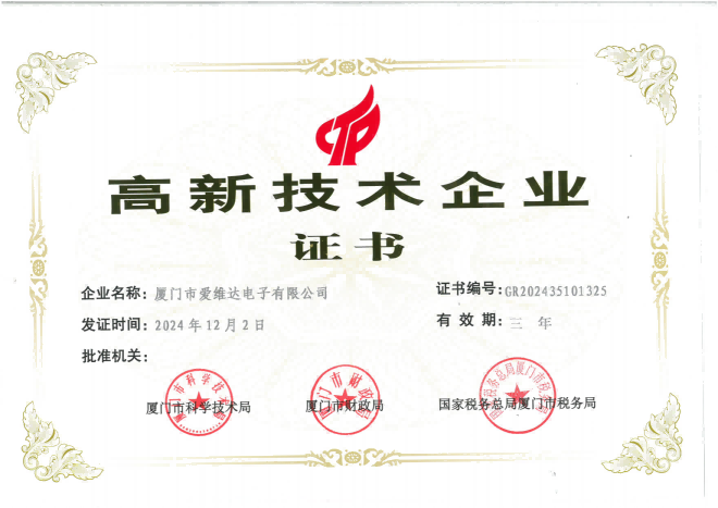 High-tech enterprise certificate