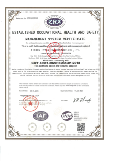 Established Occupational Health and Safety Management System Certificate