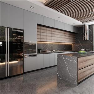 Gabinete de cocina con espacio para cocinar estilo costero