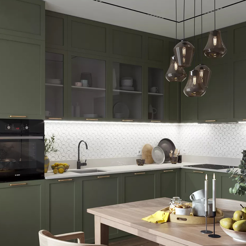 Lime Green Shaker Style Kitchen Cabinets