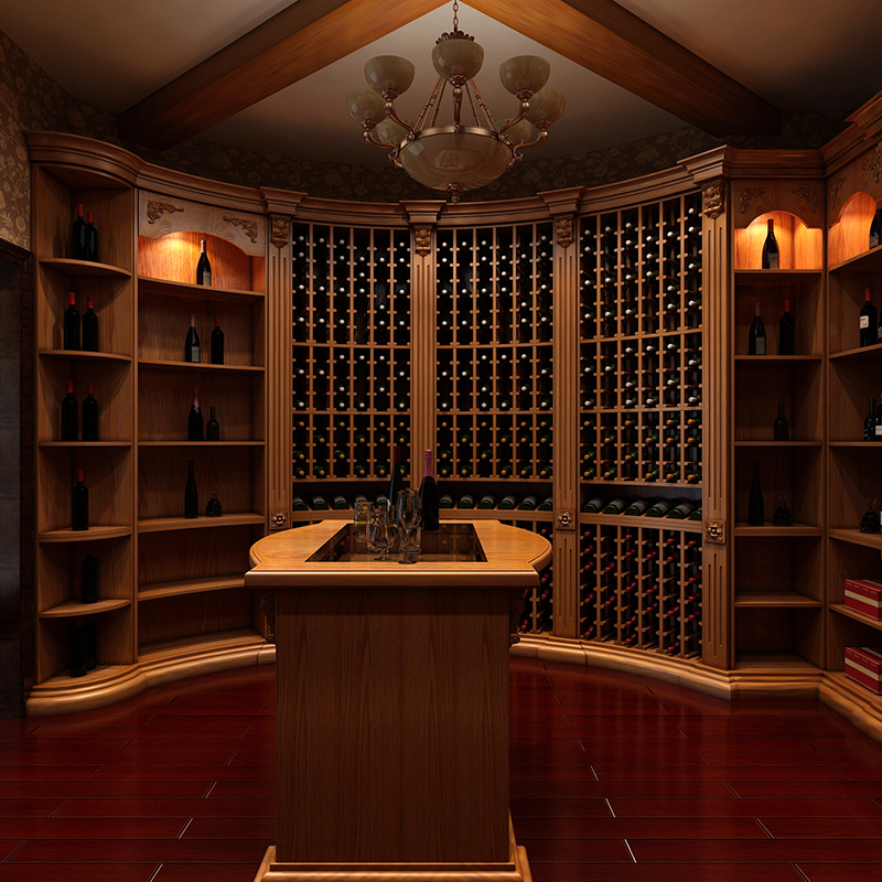 American Style Solid Wood Wine Cabinet Wine Cellar