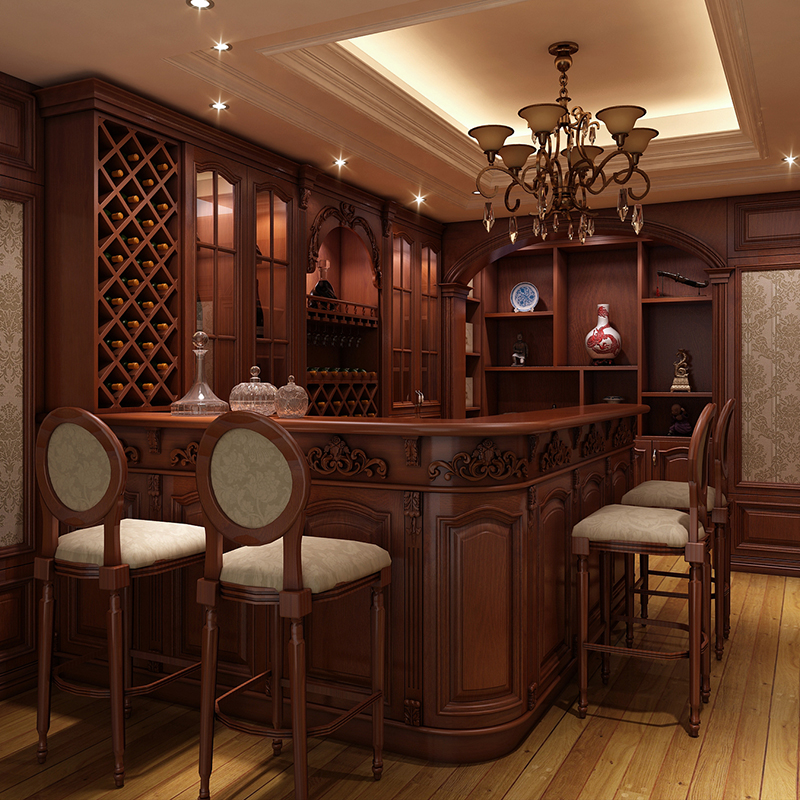 Solid Wood Luxury Home Bar Cabinet