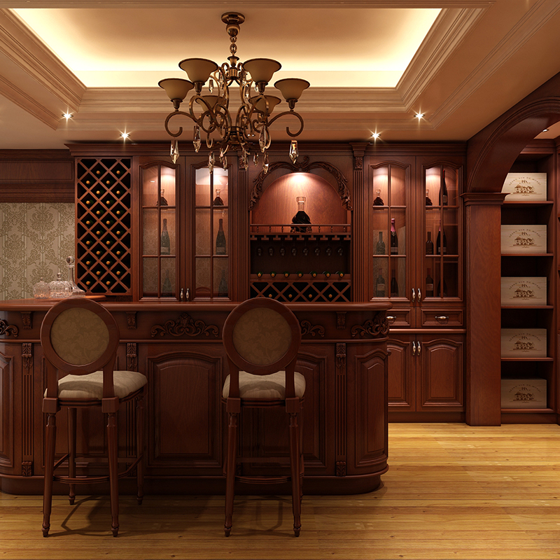 Solid Wood Luxury Home Bar Cabinet